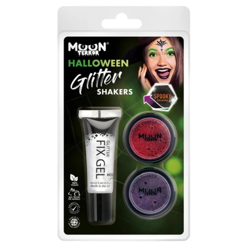 Moon Terror Halloween Glitter Shakers, Blood Red, Poison Purple