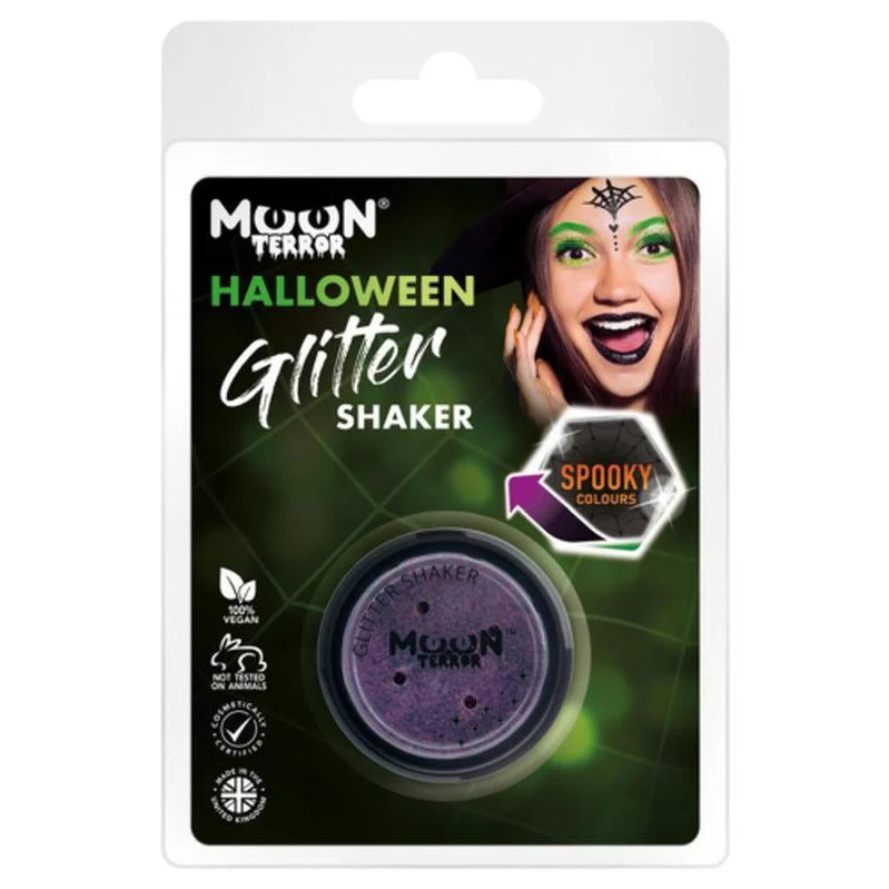 Moon Terror Halloween Glitter Shakers, Purple - Image 2