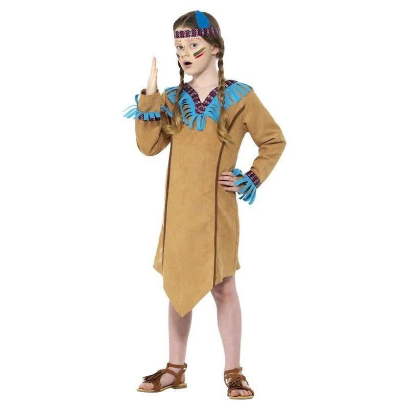 Native American Inspired Girl Costume, Brown - Image 4