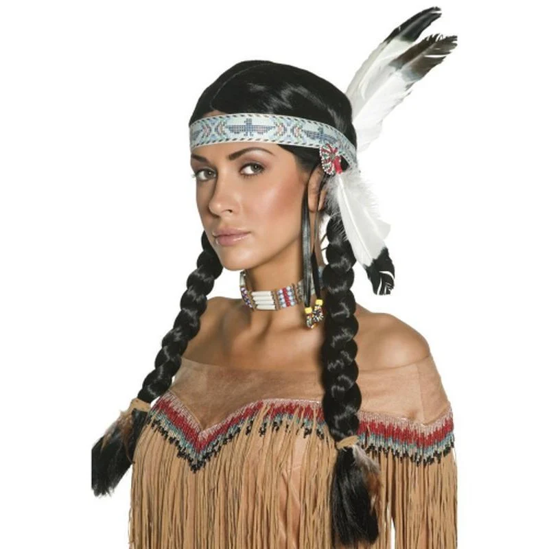 Native American Inspired Wig - Black, Plaits