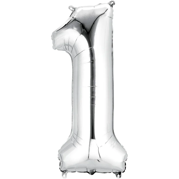 Number 1 Silver Foil Balloon-86cm