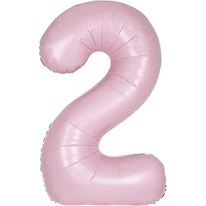Number 2 Pastel Pink Matte Foil Balloon-86cm