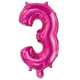 Number 3 Hot Pink Foil Balloon - 35cm