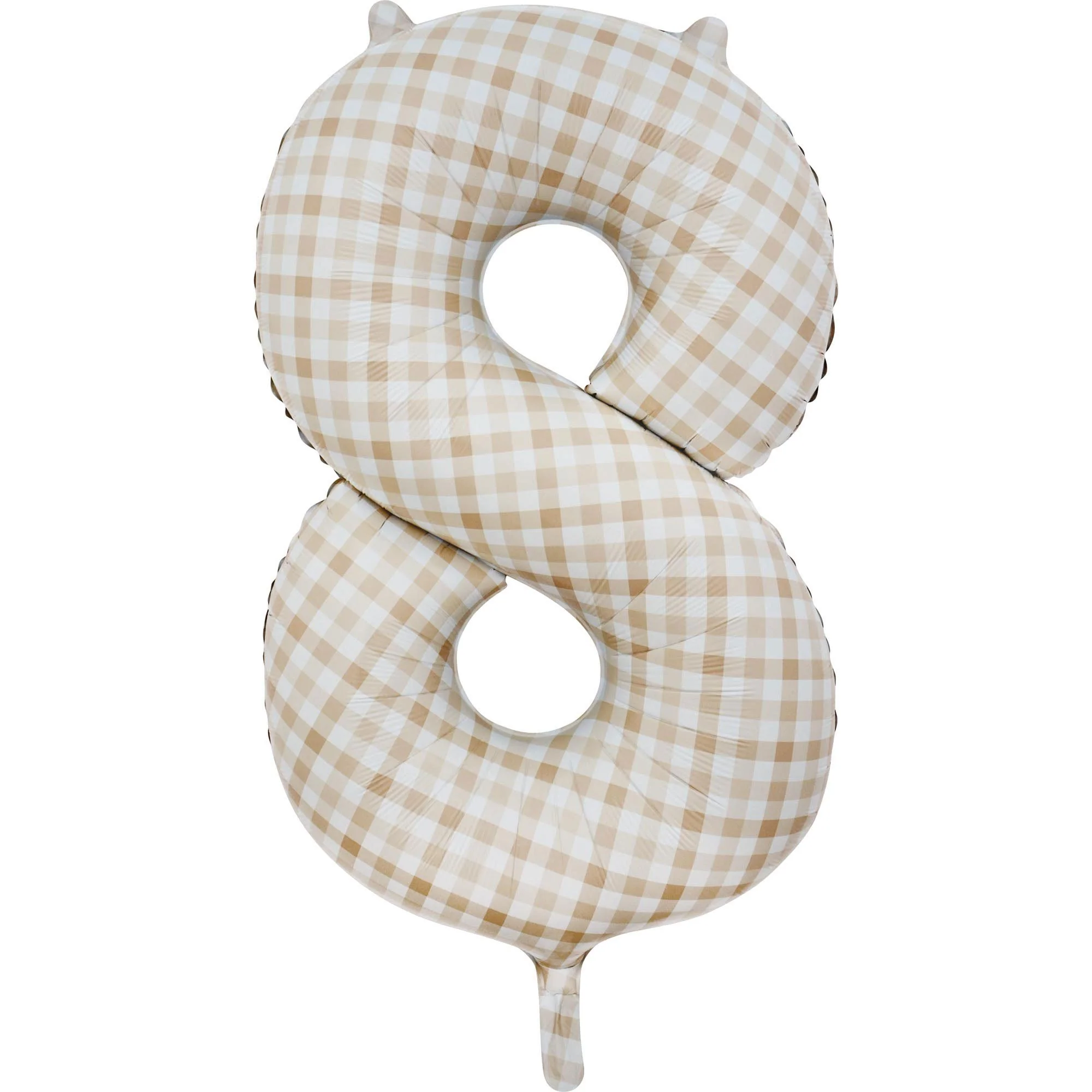 Gingham Beige Number 8 Foil Balloon 86cm