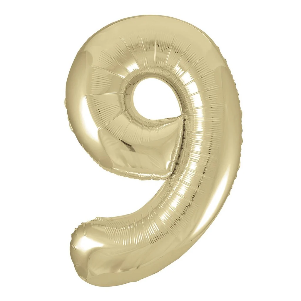 Number 9 Champagne Gold Giant Foil Balloon-86cm