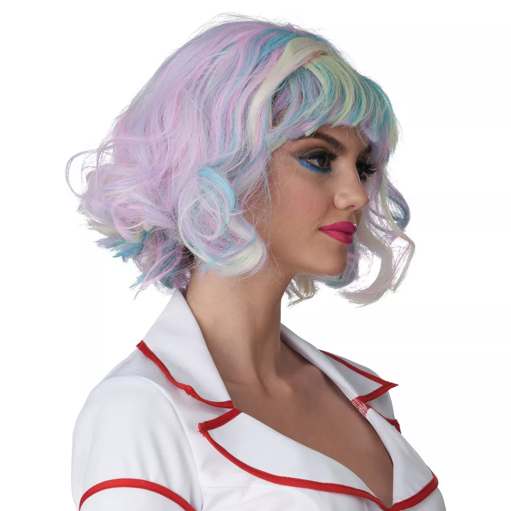 Pastel Rainbow Adult Wig - Image 2