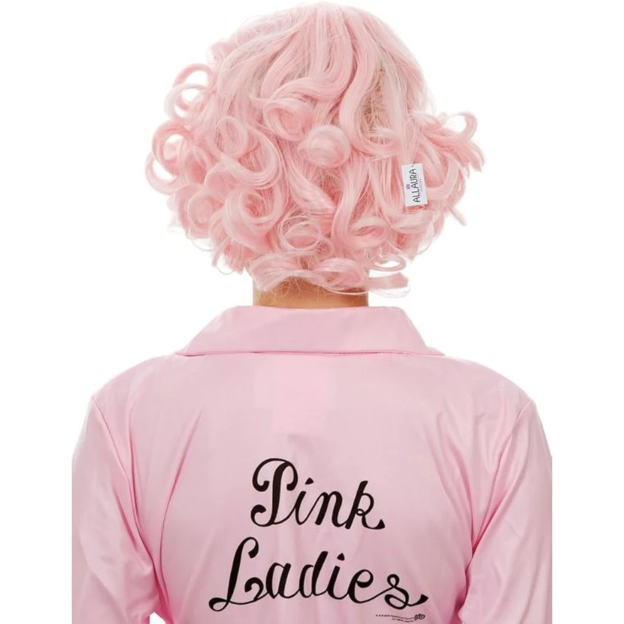 Pink Curly Bob Costume Wig – Frenchy / Grease Pink Ladies Style - Image 2