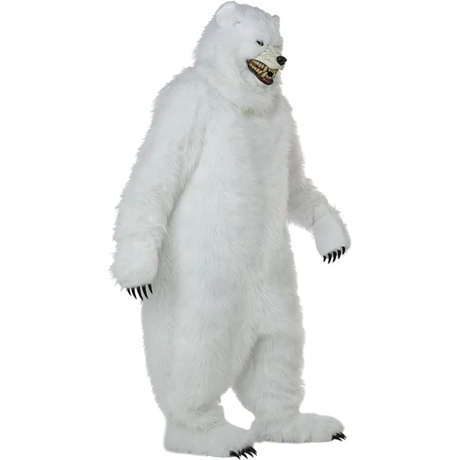 Polar Bear Adult Deluxe Costume with Moveable Jaw Mask - Image 2