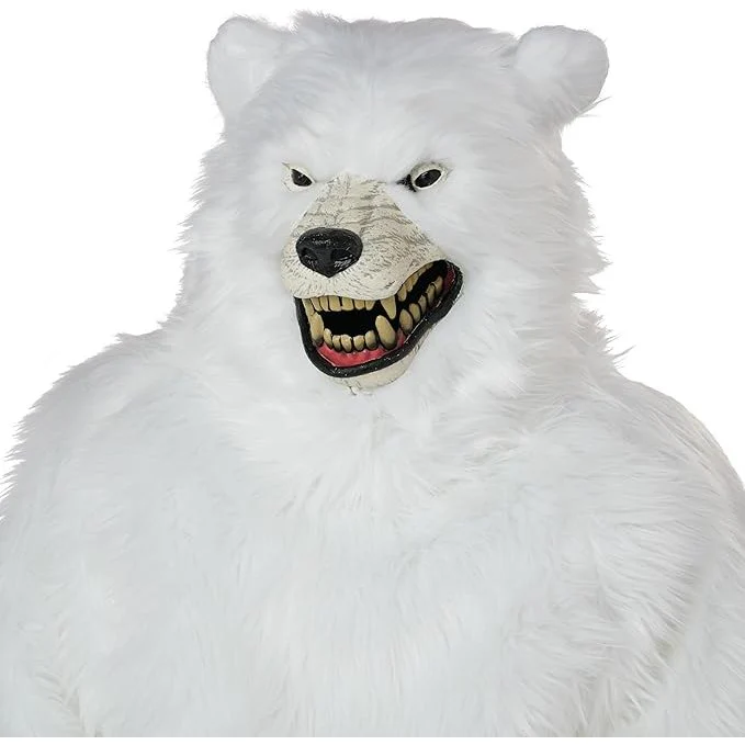 Polar Bear Adult Deluxe Costume with Moveable Jaw Mask - Image 5