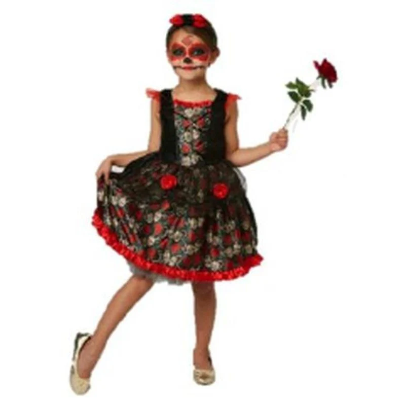 Red Rose Day Of The Dead Costume Size M.