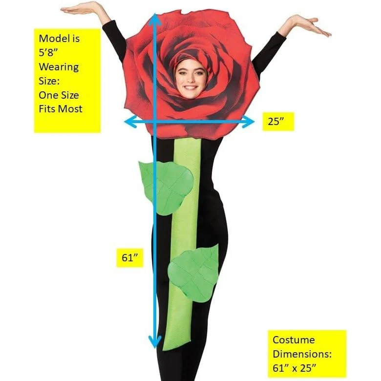 Red Rose Flower Adult Costume - Image 3