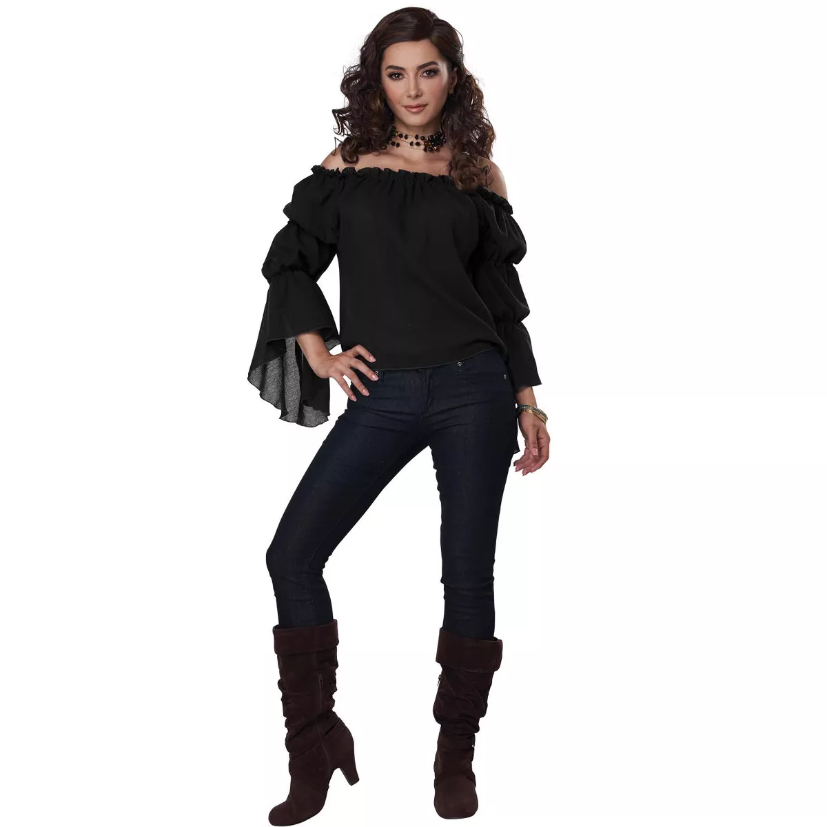 Renaissance Peasant Blouse Women's Costume (Black)