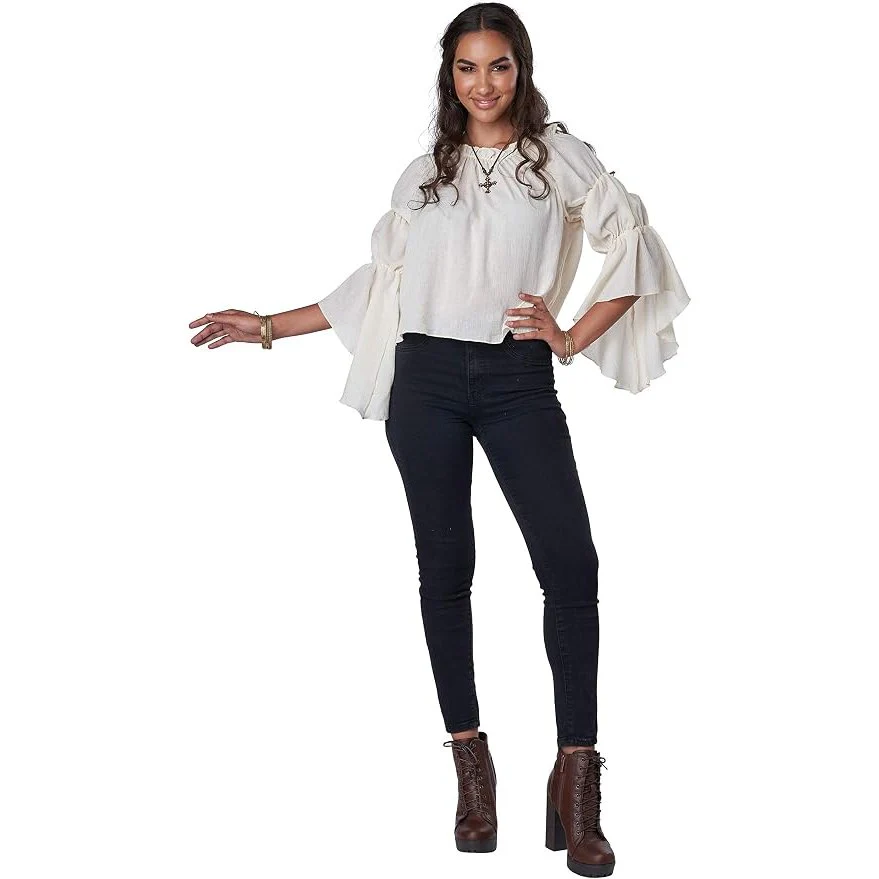 Renaissance Ruffle Blouse Women's Costume Top - Image 2