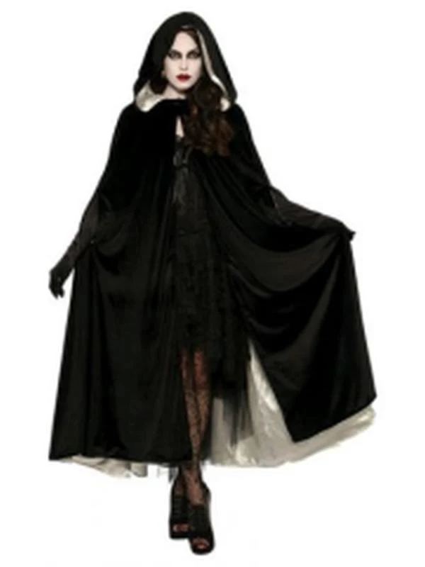 Reversible Black And White Velvet Cape Size Std