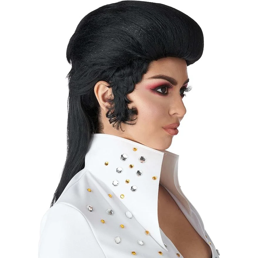 Rock Star Pompadour Wig, Black - Image 2