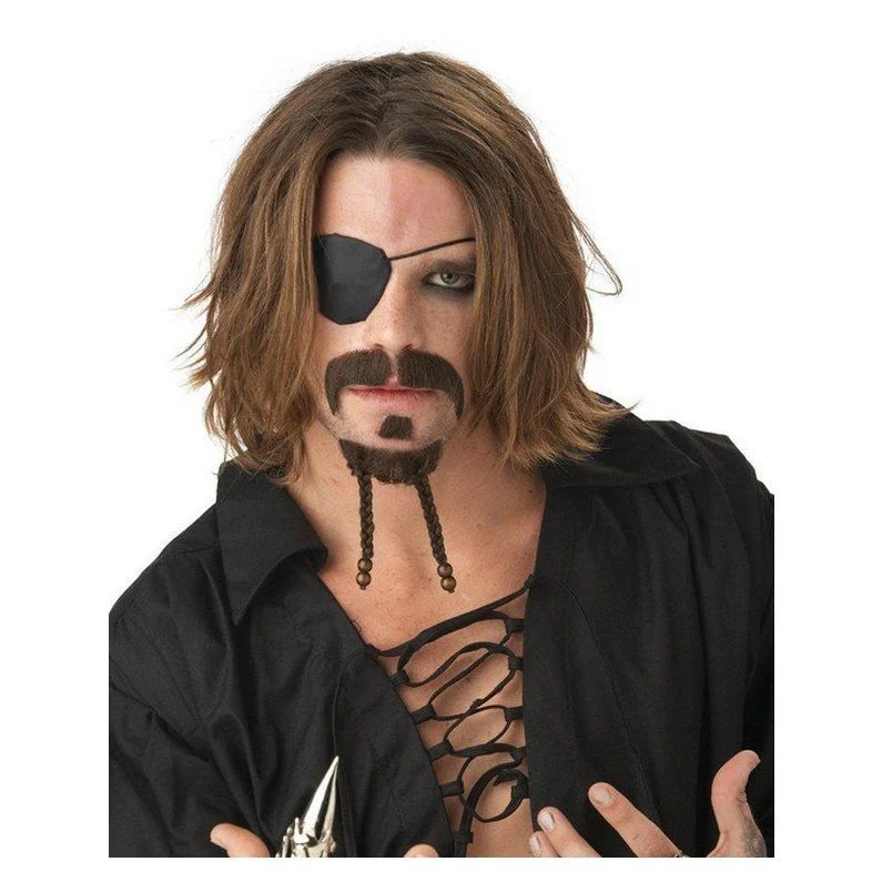 Rogue Pirate Dark Brown Mens Moustache And Chin Patch