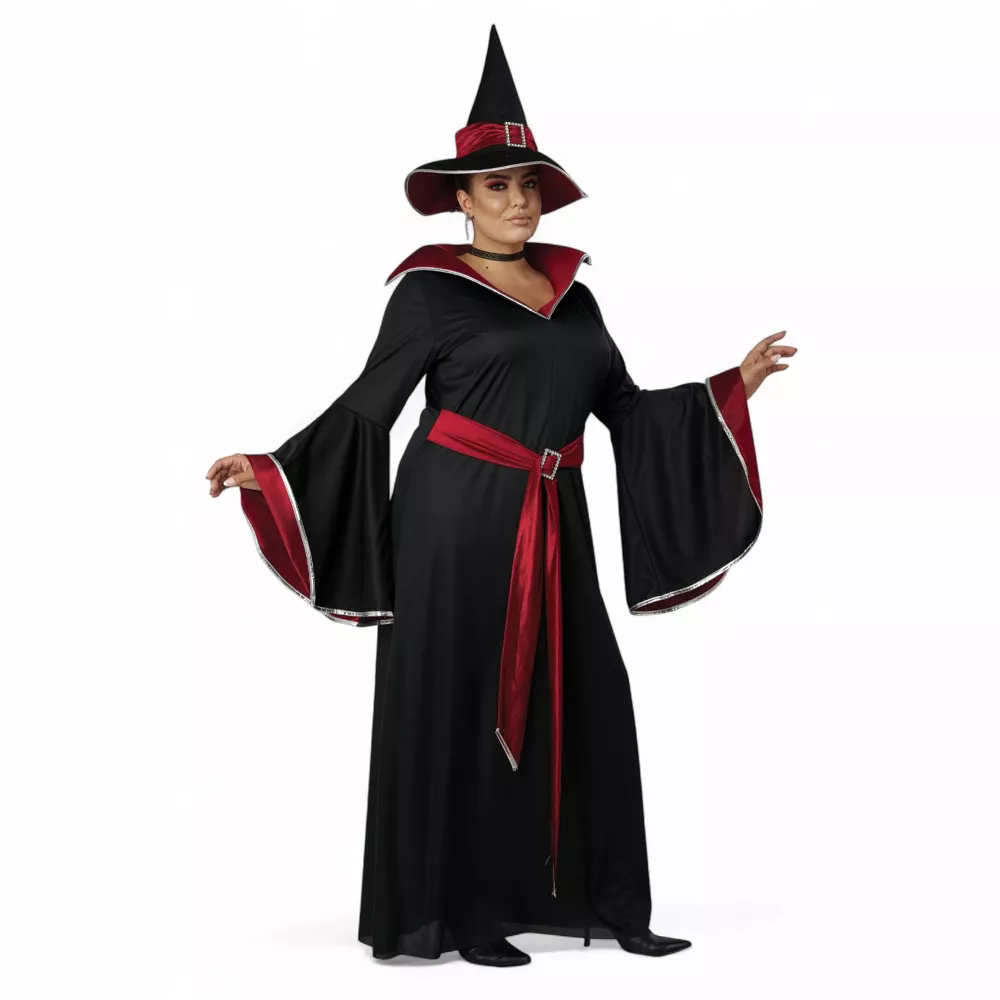 Ruby Red Glamour Witch Plus Size Costume - Image 3