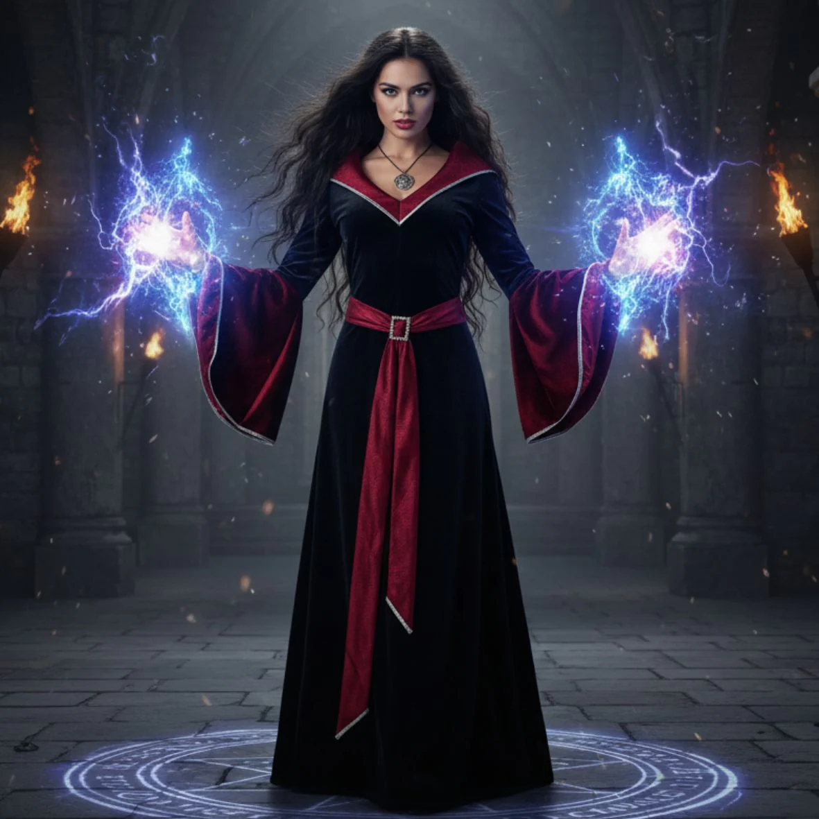 Ruby Red Glamour Witch Plus Size Costume - Image 4