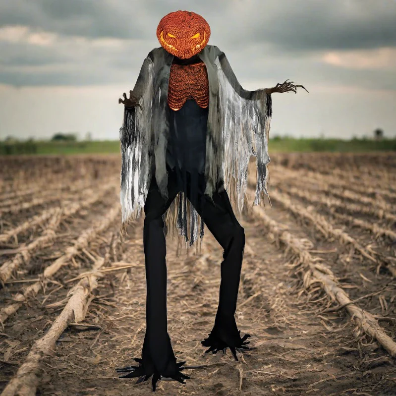 7' Scorched Scarecrow with Flamelight Animated Prop