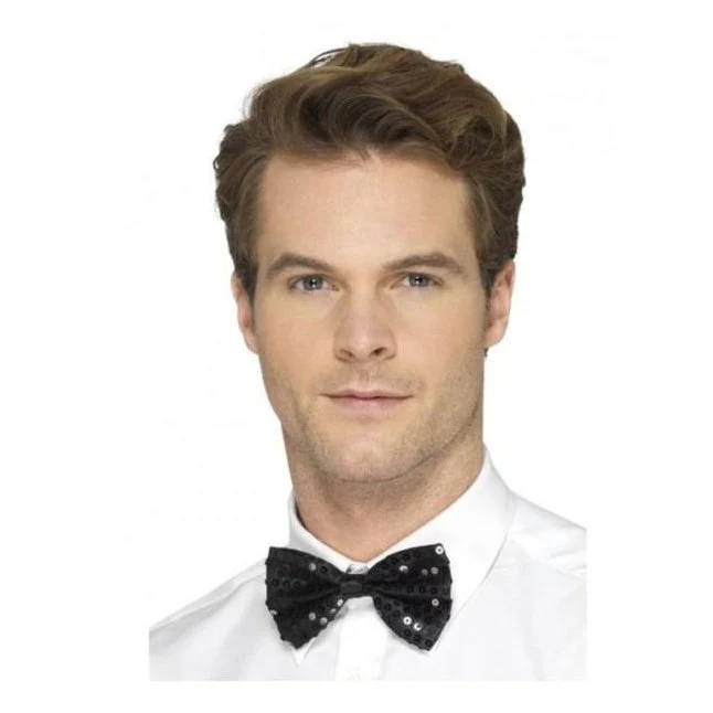 Sequin Bow Tie, Black