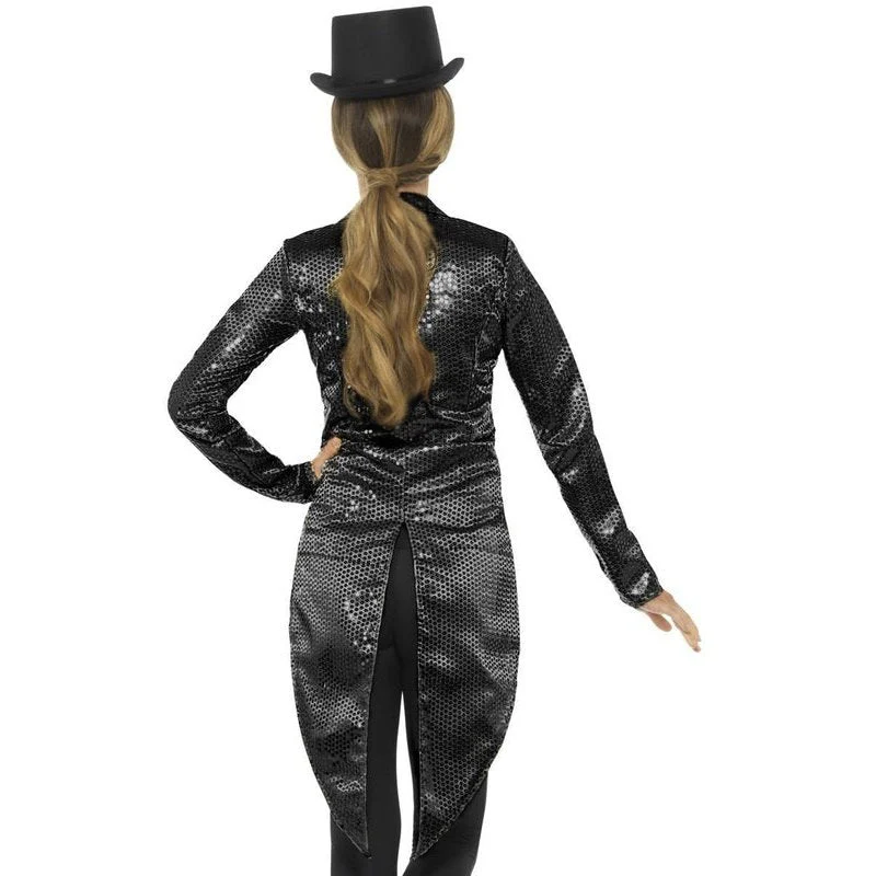 Sequin Tailcoat Jacket, Ladies, Black - Image 3
