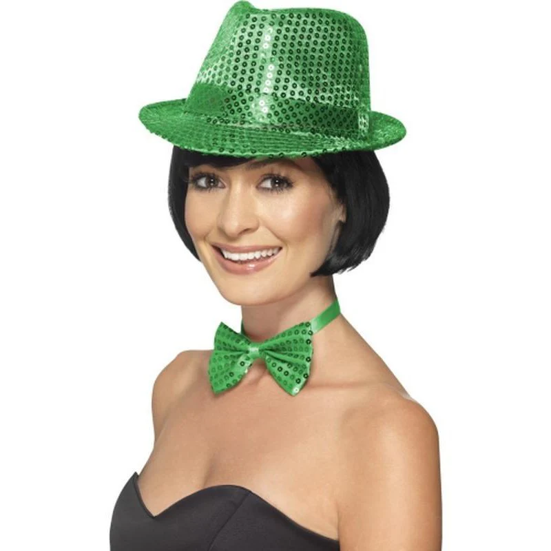 Sequin Trilby Hat - Green