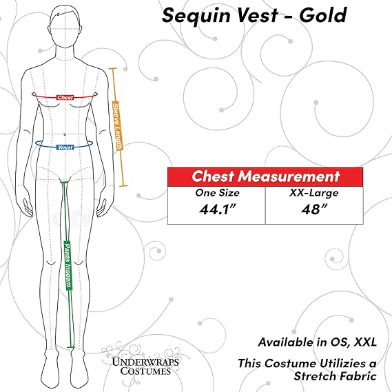 Sequin Vest Gold, Adult - Image 2