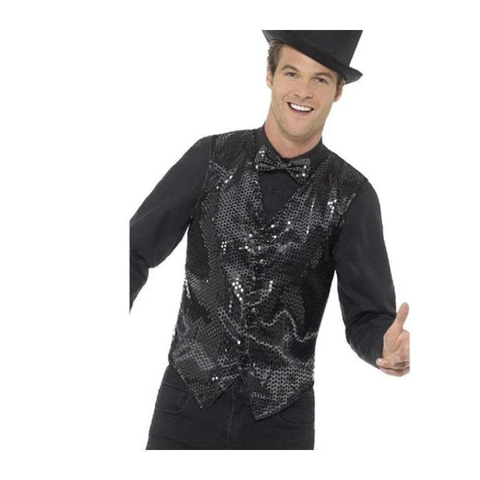 Sequin Waistcoat, Black