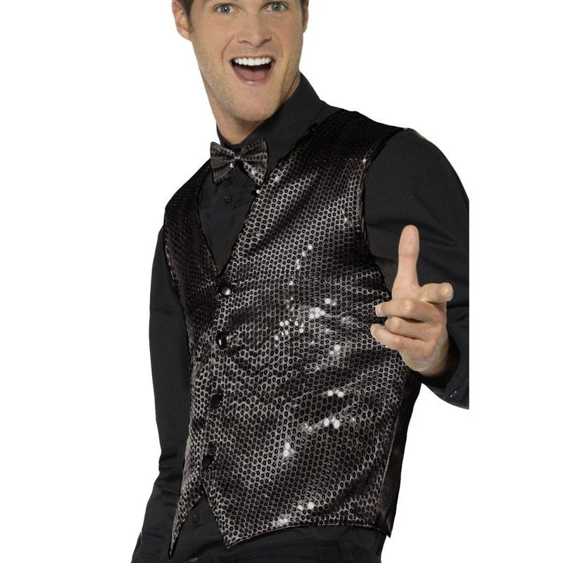 Sequin Waistcoat, Black - Image 2