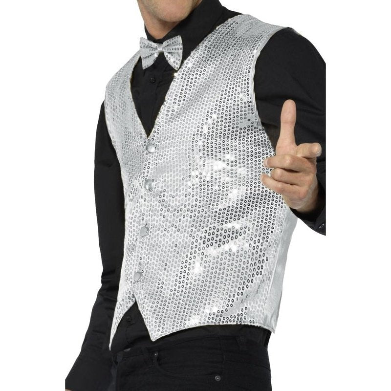 Sequin Waistcoat, Silver - Image 2