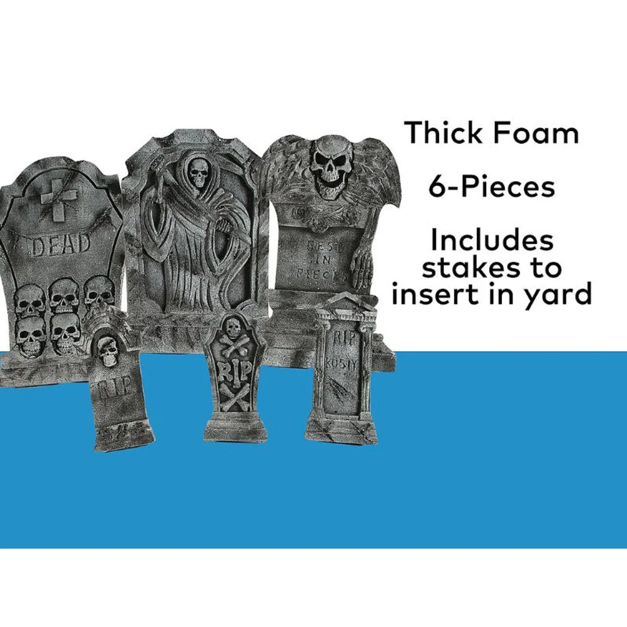 Set of 6 Spooky Graveyard Tombstones - Image 2