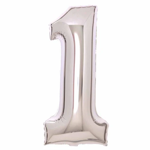 Silver Large Foil Number 1 Balloon 89cm