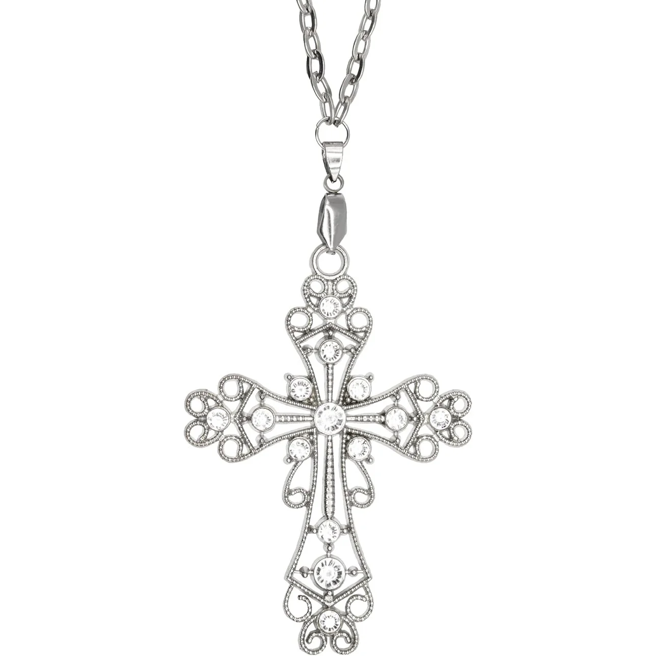 Silver Rhinestone Studded Cross