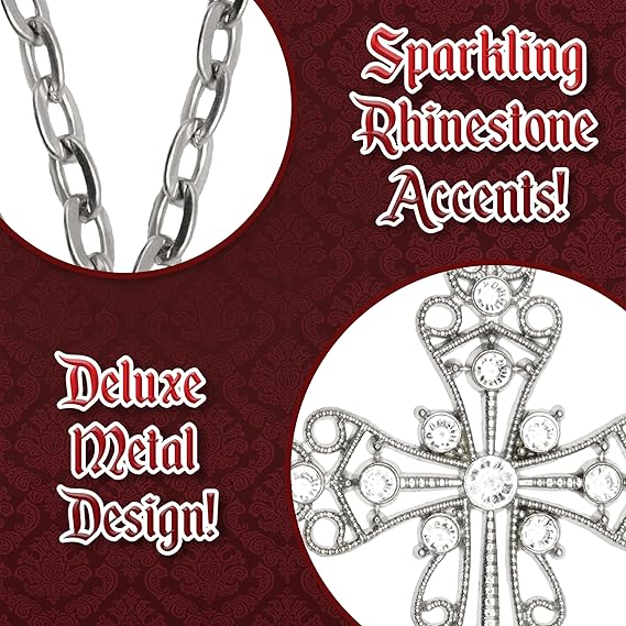 Silver Rhinestone Studded Cross - Image 2