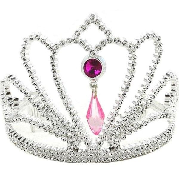 Silver Tiara With Pink Jewels