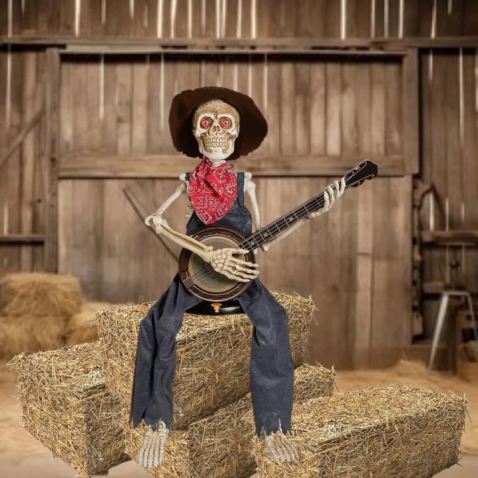 Skeleton Playing Banjo Animated Halloween Decoration