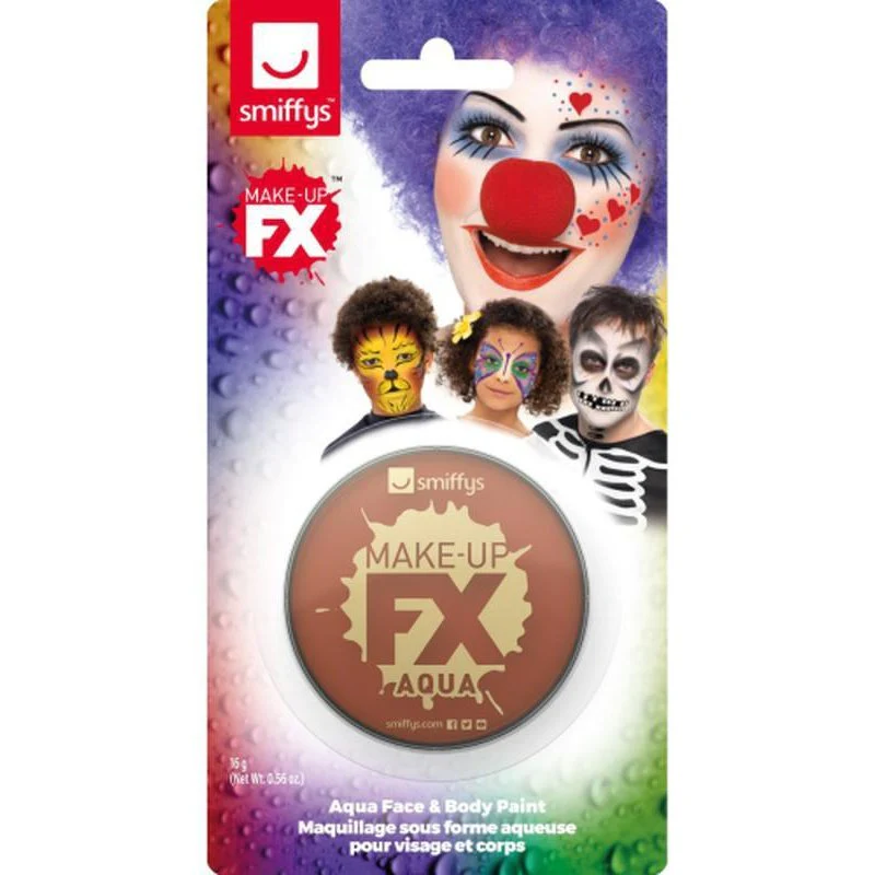 Smiffys Make Up Fx, On Display Card, Light Brown, Aqua Face And Body Paint