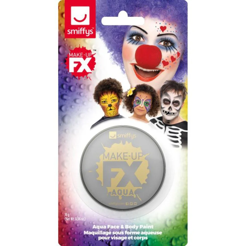 Smiffys Make Up Fx, On Display Card, Light Grey, Aqua Face And Body Paint
