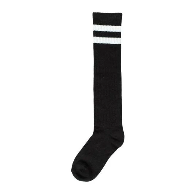 Striped Knee Socks - Black