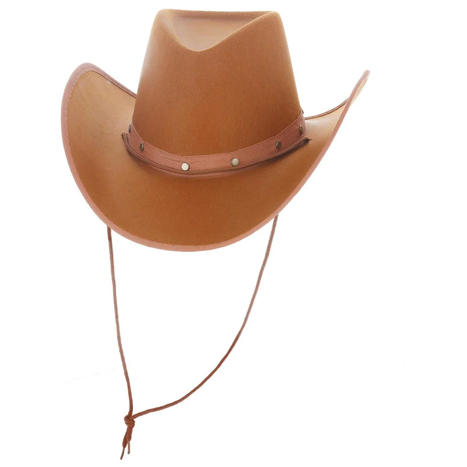 Tan Cowboy Hat, Felt, with Cord - Image 2