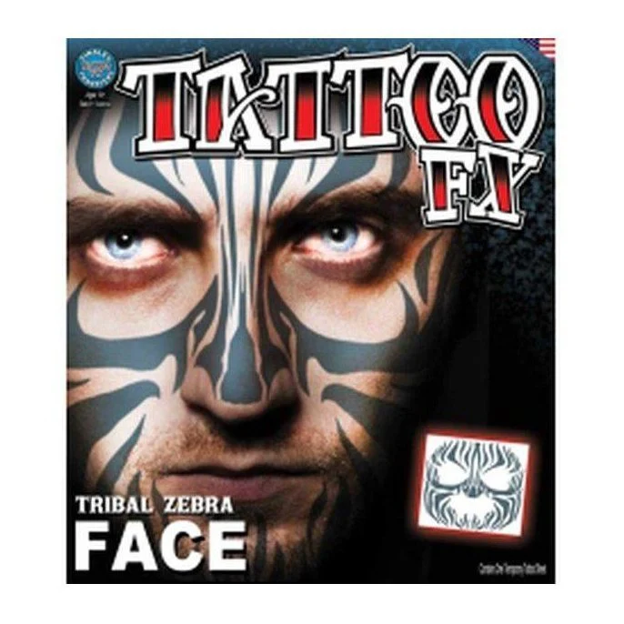 Face – Tribal Zebra – Temporary Tattoo