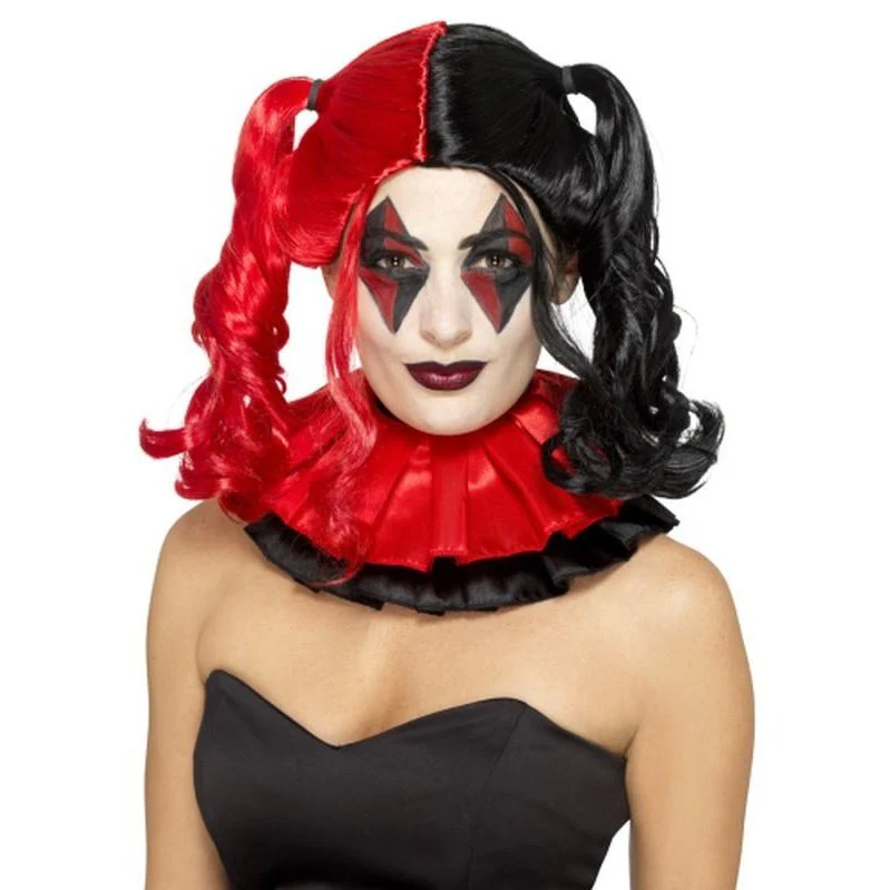 Twisted Harlequin Wig - Black & Red
