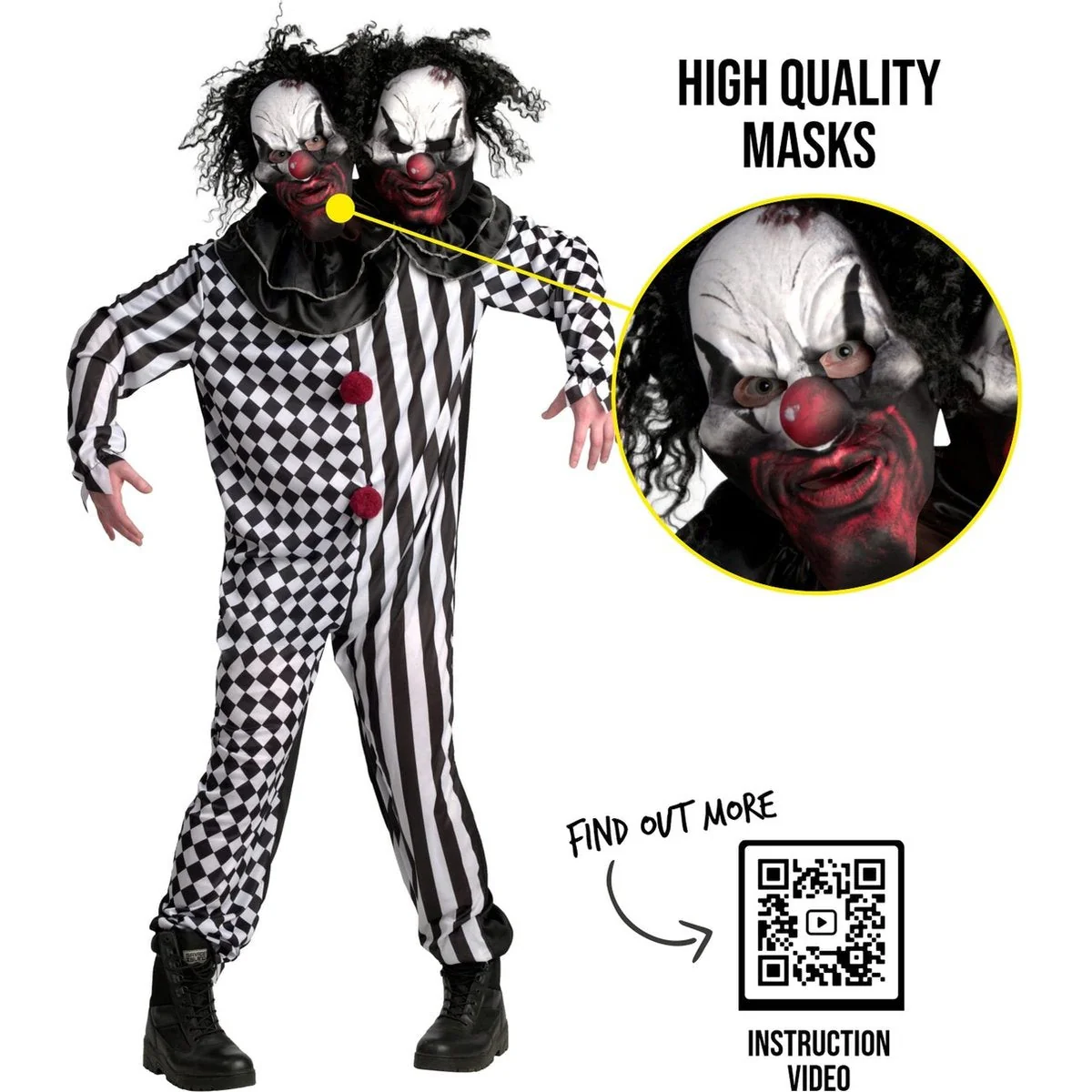 Two Headed Clown Mens Costume - Image 3