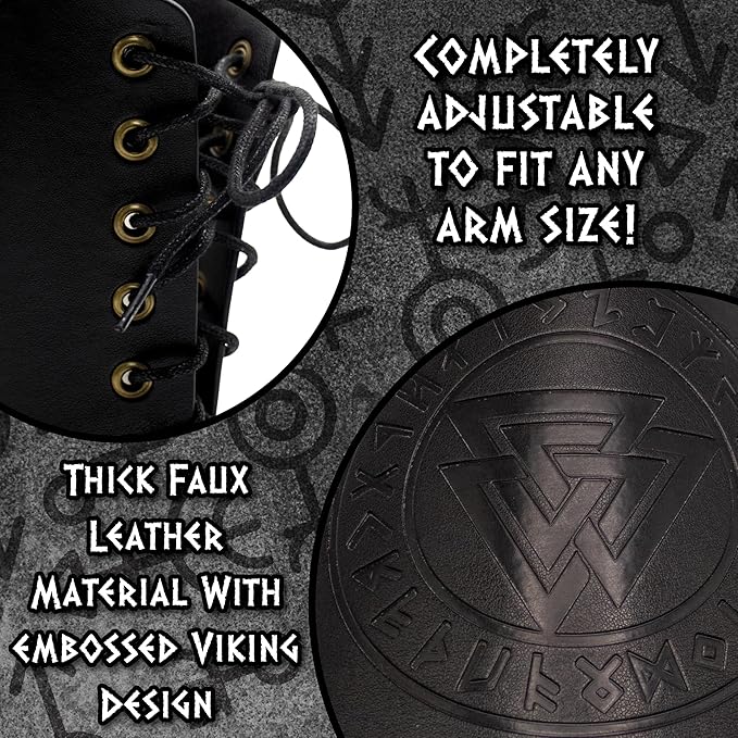 Viking Warrior Arm Guards, Black - Image 3