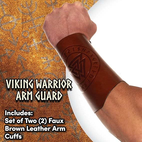 Viking Warrior Arm Guards, Brown - Image 2
