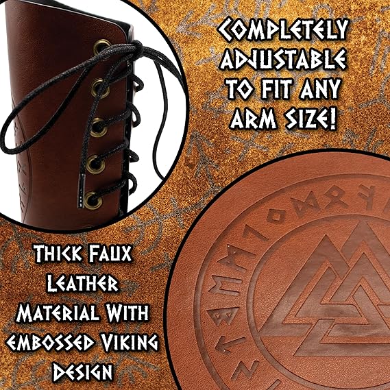 Viking Warrior Arm Guards, Brown - Image 3