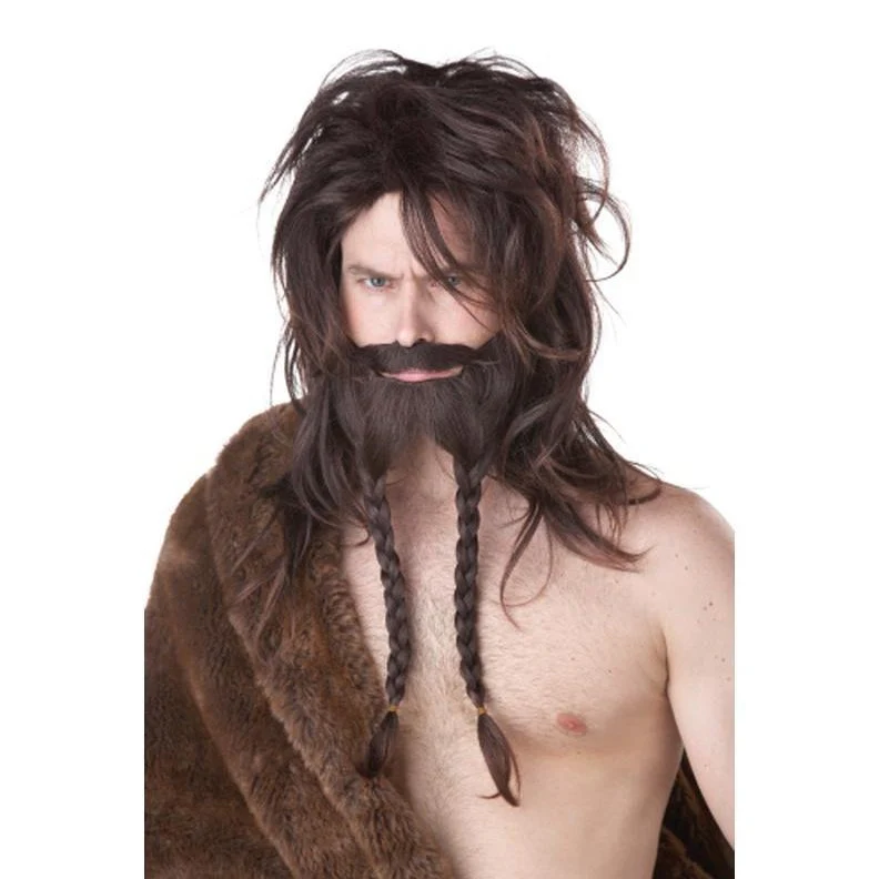 Viking Wig, Beard & Moustache Brown
