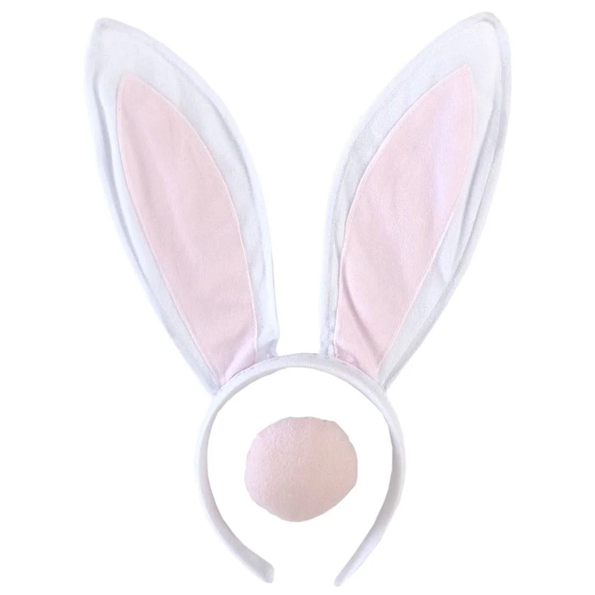 White Bunny Ears and Tail Set Adult - Image 2