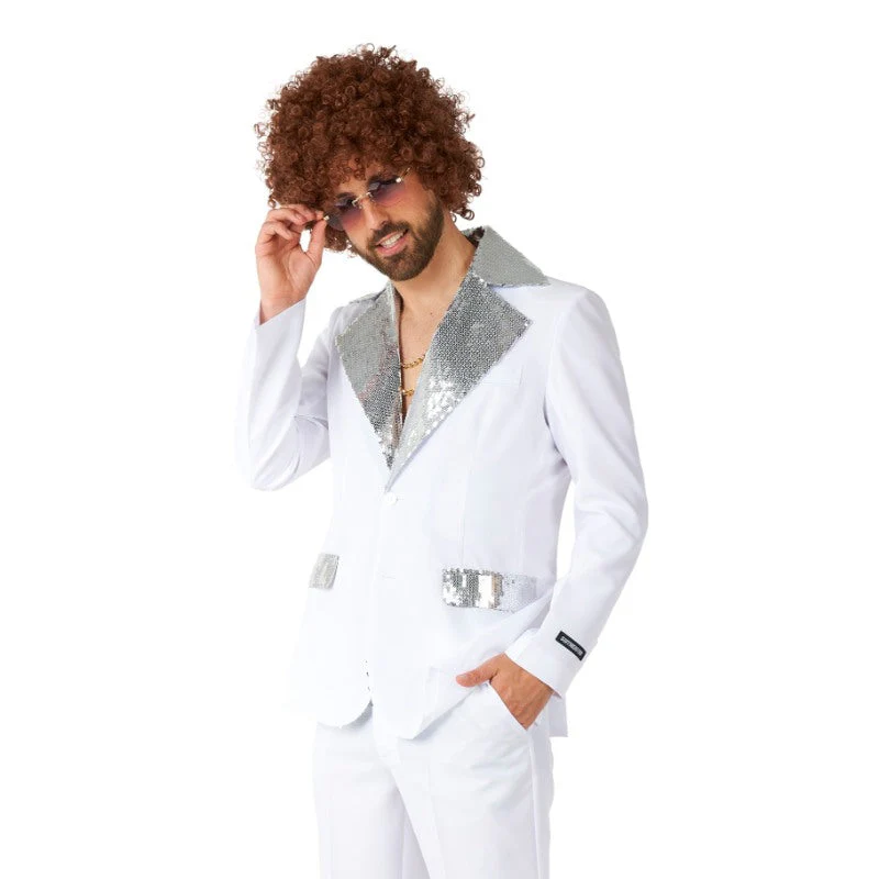 White Disco Suit Costume Mens - Image 3