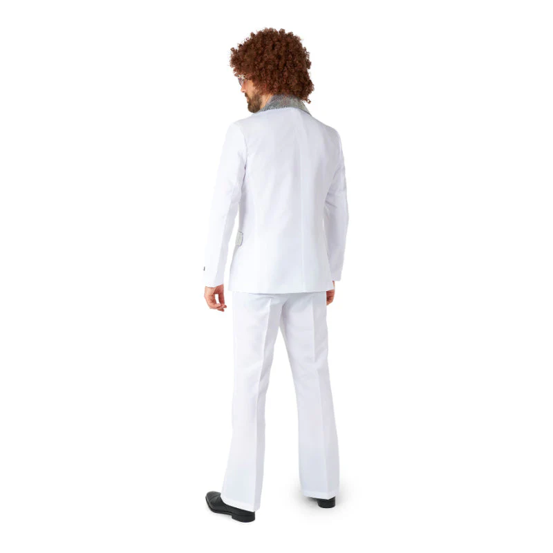 White Disco Suit Costume Mens - Image 4